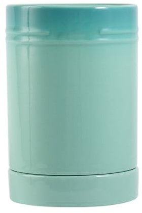 Dxcaicc Ceramic Cooking Utensil Holder for Kitchen Counter,Gradient Painting Stable Storage Organizer with Drain Tray,Large Capacity Ceramic Holder,Green