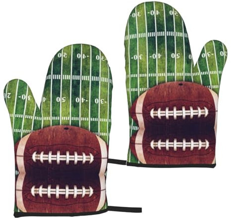 Lot de 2 gants isolants de terrain de football américain et de ballon de football américain pour four à micro-ondes pour barbecue cuisine et pâtisserie