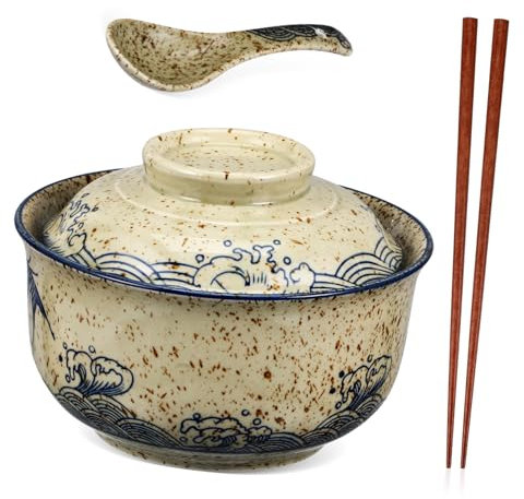 UTHCLO 1set Ciotole Ramen Con Bacchette e Cucchiaio Per e Noodles Design e Capacità Ottimale Per Uso