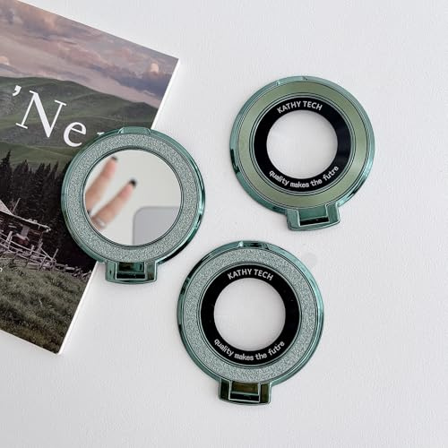 3PCS Flash Diamond Stick-On Phone Finger Ring Holder, Invisible Clasp for All Kinds of Mobile Phones (Green)