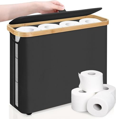 Mittimiya Cestino per carta igienica, Con finestra trasparente, maniglia e coperchio, resistente all'acqua cestino porta carta igienica, organizer per accessori da bagno Per 9-12 rotoli di carta