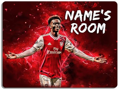 Personalised Saka Bedroom Door Sign Football Legend Room Name Plaque Children's Boys Arsenal Football Player Kids Birthday Gift NLD21