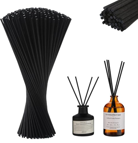 Hugwish 100pcs duftstäbchen aus Faser schwarz 30cm x 3.0mm, stäbchen für raumduft, Diffuser stäbchen, rattanstäbchen für raumduft (30cm x 3.0mm)