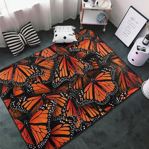 Tierischer Schmetterling Teppich Kinderteppich Wohnzimmerteppich Schlafzimmerteppich 3D-Gedruckter Superweicher Flanellteppich 80 X 120 cm -Polyester-Soft-Touch,Leicht Zu Reinigen -25826675927768