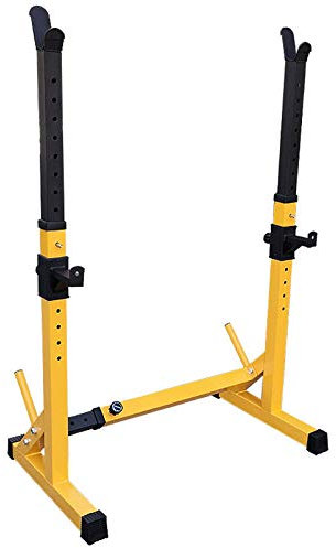 GIGBIRD Squat Rack Kniebeugenständer, Langhantelständer, Verstellbares Bankdrückgestell, Maximale Belastung 800 Pfund, Multifunktions-Gewichtheber-Heim-Fitnessstudio, Gelb
