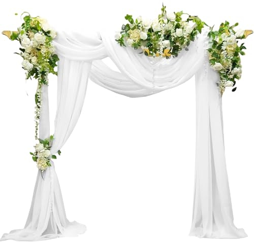 LEKEFETO Tüll Gardinen Transparent 75x600cm 2er Set Tüll Vorhang für Hochzeitsbogen Zeremonie Bogen Hochzeit Bogen