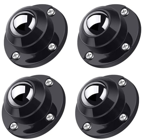 Asyduey 4 Pièces de Roulettes Autocollantes de 1 Pouce pour Meubles, Roulettes Pivotantes à Profil Bas en Plastique + Bille en Acier pour les Petits Bacs de Rangement D'Appareils Ménagers.