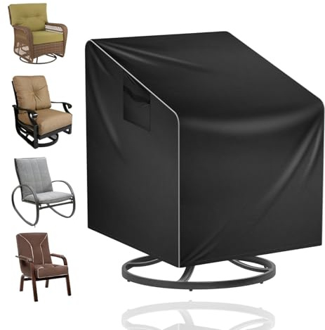 Housse de chaise de jardin imperméable 210D Oxford - Pour l'extérieur - Résistante aux intempéries et aux UV - Pour fauteuil pivotant - Pour l'extérieur - 1 pièce, 76 x 86 x 98 cm