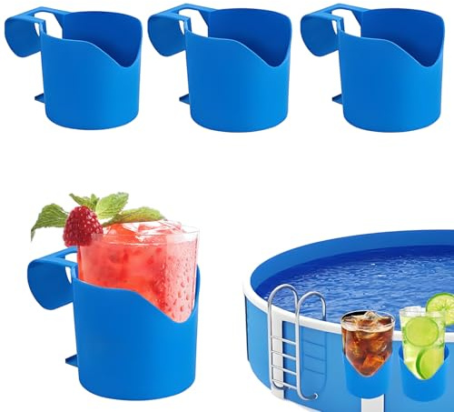 Pool Getränkehalter 4 Stück, Getränkehalters Pools, Zubehör Hängehalter | Pool Wasserbecher-Hängehalter,PoolZubehör,Poolside Getränkehalter für Pool Aufstellpool Schwimmbecken Pools Zubehörteile