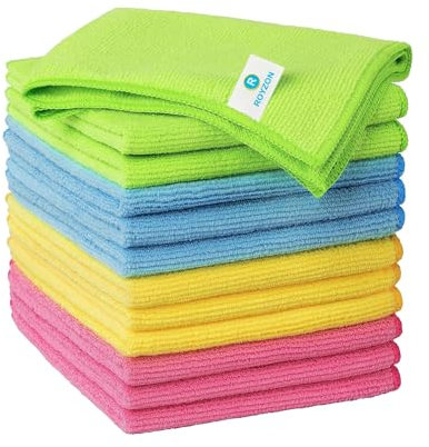 Play Nine Microfibre Cleaning Cloths 12 Pack – Lint Free Soft Reusable Multipurpose Cloths for Kitchen, Car, Glass, Windows & Household Surfaces – Washable Absorbent Microfiber Cleaning Rags