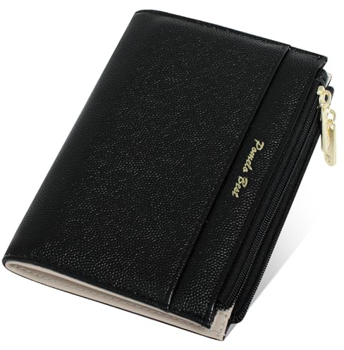 Pomelo Best Petit Portefeuille en Cuir synthétique pour Femme - Double Rabat avec Protection RFID - 6 Compartiments pour Cartes (Noir)