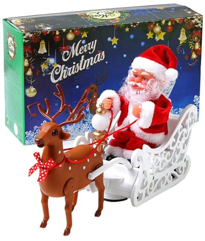 YouYuer Tanzender Weihnachtsmann,Weihnachtsmann Figur,Santa Claus für Weihnachten Plüsch mit Musik Weihnachtsmann am Seil Weihnachtsornament für Dekoration und Geschenk