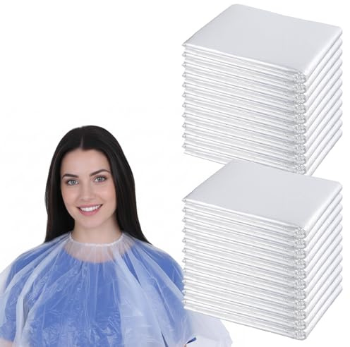Yuanan 50 PCS Disposable Barber Cape, Waterproof Salon Cape Plastic Professional Hair Cutting Capes Hairs Stylist Capes Salon for Hairdresser Artist Clients Home and Salons Use-40 X40 Inch
