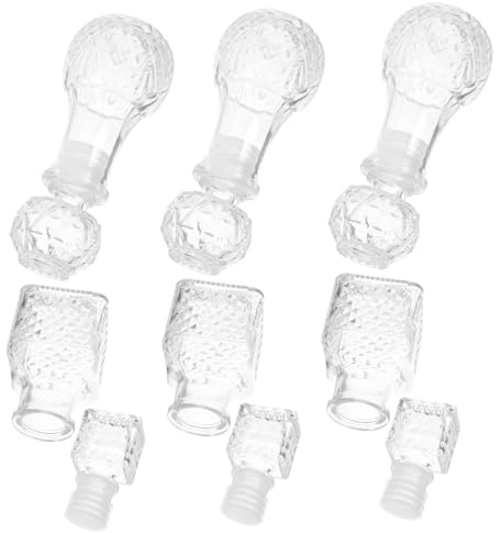 NOLITOY 6 pièces Set de Flacons Doseurs Verre pour Whisky et Vin Design Élégant Transparent Maintien Fraîcheur Aération Bar à Domicile et Occasions Festives