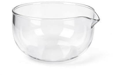 Dezzer Cuenco de Cristal de 600 ml con Boquilla para Matcha, Vaso Matcha Transparente para Cocina, Fácil de limpiar, Tazón de Vidrio para Fruta, Cuencos de Helado Grande para Casa, Salsa, Ensaladera
