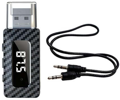 Ubric Automatisk FM-trådlös Bluetooth-mottagare, USB Bluetooth 5.3-adapter, 3-i-1-mottagare och sändare för trådlös musikuppspelning hemma, TV och stereosystem