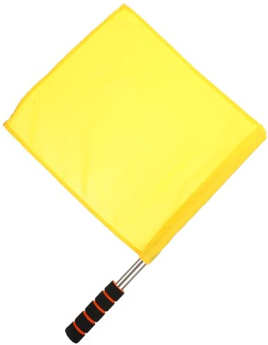 Veemoon Bandiera da Gara a Mano per Arbitro, Bandierina di Segnalazione Portatile in Acciaio Inox Impugnatura in Spugna, Bandiera Sventolante per Partite di Calcio e Attività Sportive