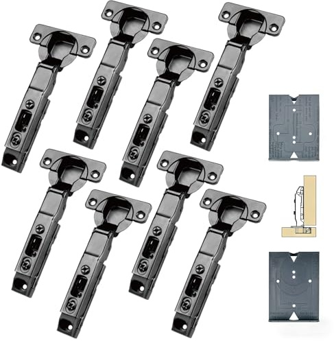 GEFONG 95 Grado Totalmente Solapado Bisagras con Amortiguadores 35mm para Puerta de Armario Cocina Bisagra Silenciosa de Cierre Suave pare Puertas de Muebles Negro 8 Piezas
