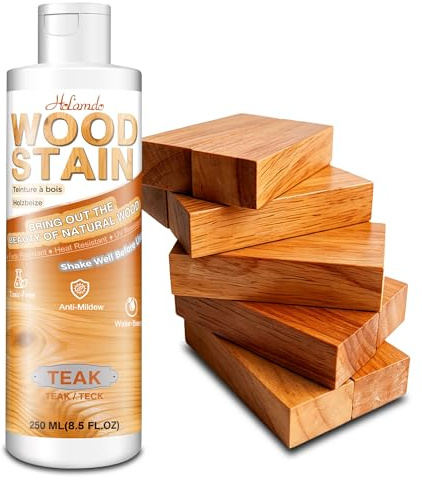 Holzbeize Wasserbasis - 250ml Teakfarbe Beize und Lack | Ungiftig,Geruchsar ,Verschiedene Oberflächen, Schnelltrocknend für Innen Außenmöbel,Türen,Fenster,Paneele und Schränke