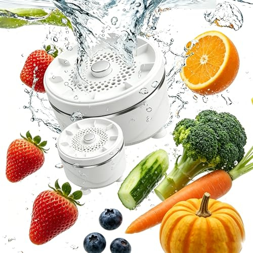 Lave-fruits Et Légumes, Nouveau Modèle 2026, Purificateur Automatique À Eau Pour Fruits, Étanche, Rotatif, Pour Nettoyer Les Légumes, Les Céréales, Le Riz, La Viande Et Les Fruits De Mer (2 pièces)