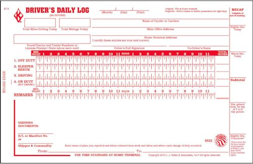 Driver Daily Log Book 25-pk. with Detailed Driver Vehicle Inspection Report & Simplified Recap - Book Format with 31 Sets, 2-Ply with Carbon, 8.5 x 5.5, J. J. Keller & Associates, Inc.