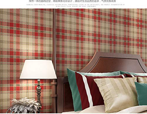 Mediterranean - Striped Plaid - Wallpaper Non-Woven Wallpaper Study/Bedroom/Tv Background/Children's Room Wallpaper Red