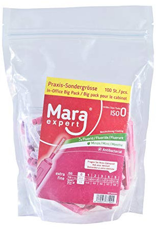 Interdentalbürste Pink - MARA EXPERT | 0,4mm ISO 0 extra fein |100 Interdentalbürsten | 16% EXTRA | Bürsten für Zahnzwischenräume | Mit Minz Geschmack - Chlorhexidin - Fluorid