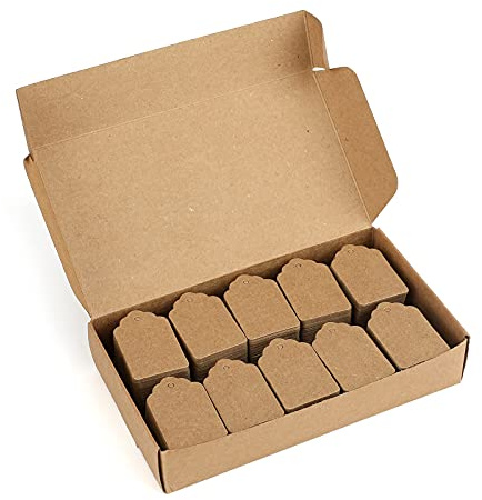 G2PLUS 1000PCS 1.94 Kraft Paper Tags for Clothes & Coupons, Blank Market Tags, No String, Brown