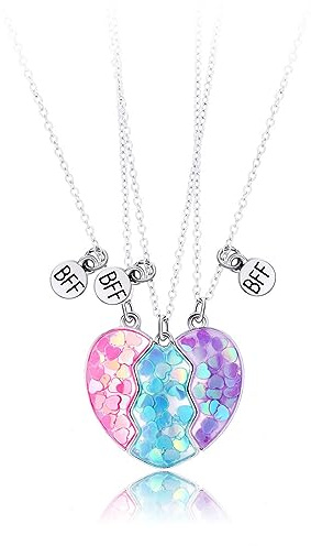 KQNM Paquete de 3 Collares de Amistad para Mujer con Colgante de Corazón, Joyería Personalizada, Regalos para Hermana y Mejor Amiga