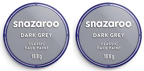 Snazaroo Classic Face and Body Paint, Dark Grey, 18.8g Professional Water Based, Single Cake Makeup Supplies for Adults, Kids and Special FX (Pack of 2)