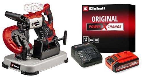 Einhell TE-MB 18/127 Li-Solo Power X-Change sladdlös bandsåg (utan batteri) & Einhell PXC-startkit 18V 4,0 Ah Power X-Change (Li-Ion, 18 V, för Power X-Change-enheter, inkl. 4,0 batteri och laddare)