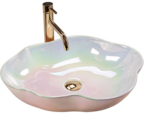 Rea Akoya Pearl Lavabo sobre Encimera Baño 500 x 380 x 130 mm Cerámica (Perla)