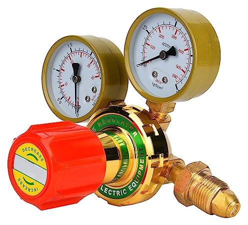 Acetylene Gauge Meter Acetylene Gas Regulator Gas Pressure Reducer Pressure Reducer Gas Acetylene Pressure Reducer for Gas Torch Welding Cutting Kit CGA580 (60# Export Acetylene
