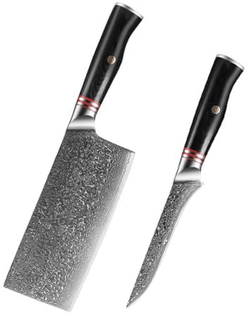 Coltello da chef in acciaio di Damasco Coltello da affettare Mannaia Coltello da cucina giapponese Set di coltelli da cucina in acciaio inossidabile modello VG10