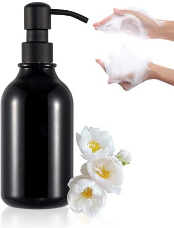 Soap Dispenser,Black Shampoo Dispenser with Pump,Plastic Lotion Liquid Dispenser,Refillable Bottle Container for Shampoo,Conditioner Bathroom Kitchen(300ml)