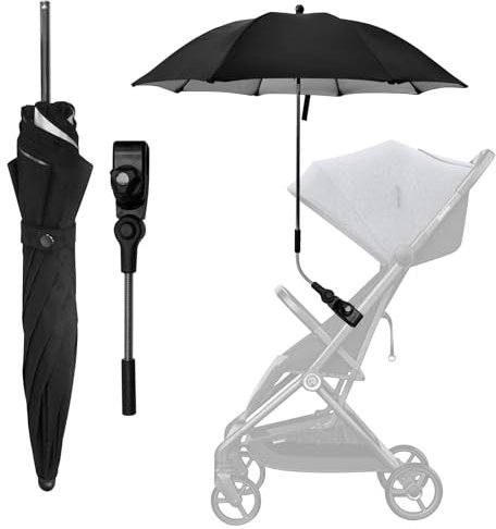 FINEVERNEK Grauer Kinderwagen-Sonnenschirm, SCHWARZ
