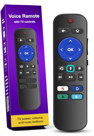 Sprachfernbedienungs-Ersatz – für Roku Streaming Player, Roku Stick, Roku TV und Roku Audio – 4 App-Shortcuts.