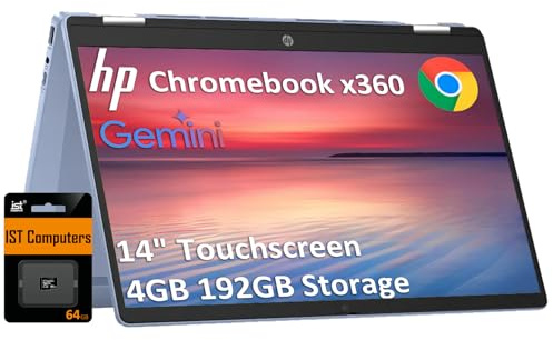 HP Chromebook Plus x360 14 2 in 1 laptop (14 FHD Touchscreen, Intel 8-Core i3-N305 (> i5-1134G7), 8 GB di RAM, 256 GB UFS, penna) per casa e studenti, retroilluminato, webcam 1080p, Chrome OS con