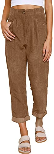 Pantalones de pana para mujer, pierna ancha, pantalones de ocio, elásticos, cintura alta, pantalones rectos para mujer, elegantes, holgados, cómodos, de tela, estilo retro, sueltos, otoño e invierno