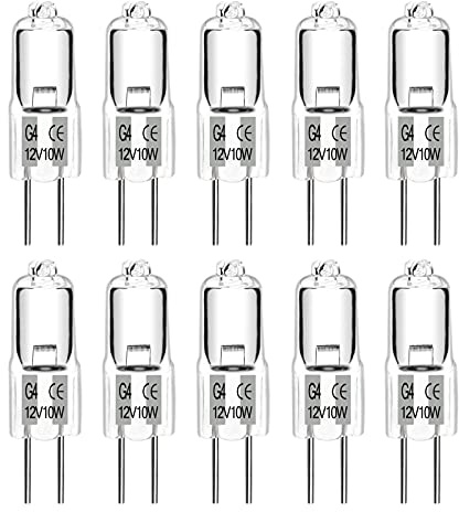SCNNC Ampoule Halogène G4 10W 12V Blanc Chaud Dimmable, Transparente Ampoule Halogene pour Les Lustres en Cristal, Lot de 10