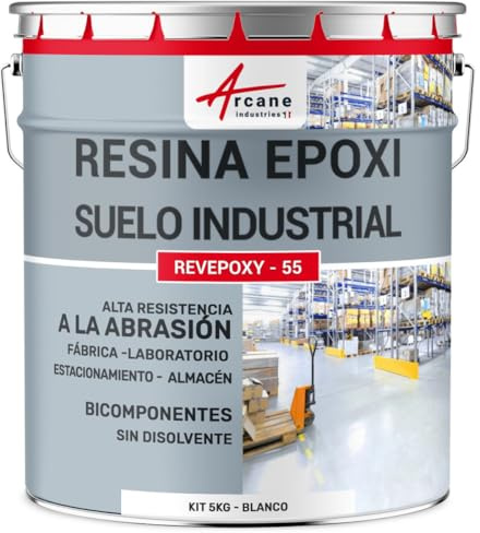 Peinture Époxy Sol Industriel et Parking Trafic Intensif 5 Kg Blanc | Sols à Trafic Intensif, Forte Adhérence, Résiste à l'Abrasion, Béton, Bois, Métal, Carrelage, Intérieur - Arcane Industries