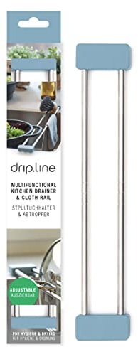 Sanni Shoo drip.line drip tray/rack, practical, multifunctional kitchen rack for storing dishcloths and brushes hygienically, drip drying bottles, extendable, heat-resistant
