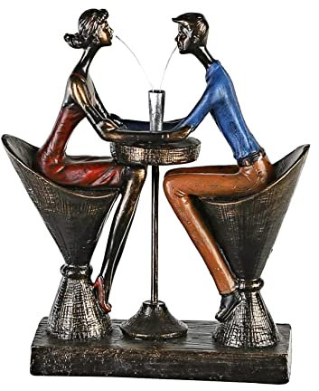 Casablanca Deko Skulptur Figur aus Poly - Tisch für Zwei - Rendevouz - Date - Geschenk Geburtstag Hochzeit Velantinstag - Höhe 25 cm