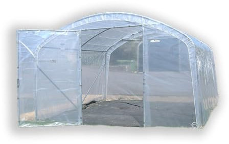 Atout Loisir Serre tunnel PRO-330 Larg 3m30, Long 4 m, Façade 1 porte simple et 1 façade pleine