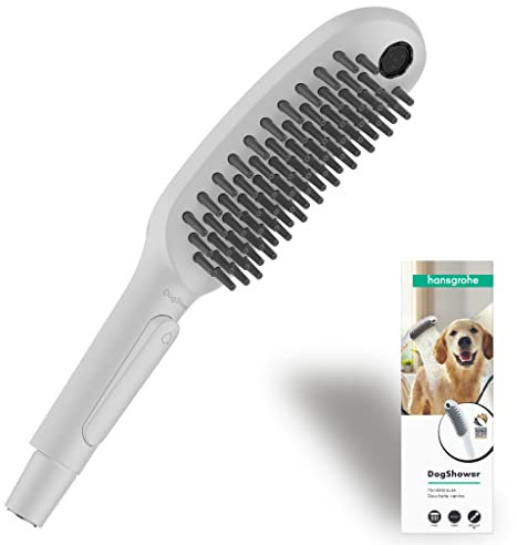 hansgrohe DogShower - Hundedusche mit 3 Strahlarten, Duschkopf für Hunde zur Fellpflege mit Streichelnoppen, 26640700, Mattweiß