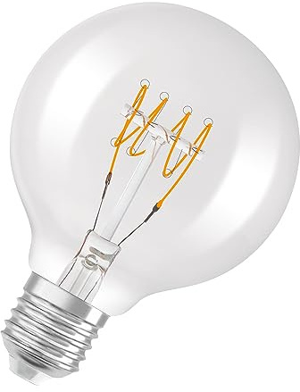 Osram Vintage 1906® Classic Globe80 Fil LED lampe, E27, Clear, 48W, 470LM, 2700K, Lumière blanche chaude, dimmable, nouveau, filament ultra-cliente, longue durée de vie