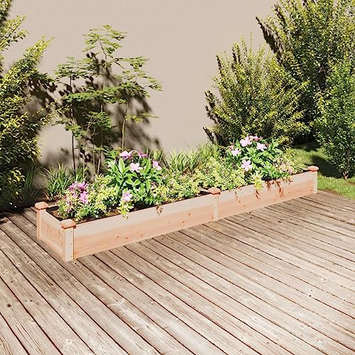 Tidyard Hochbeet mit Einsatz Pflanzbeet Frühbeet Gartenbeet Pflanzkübel Pflanzkasten Blumenkasten Gemüsebeet Blumenbeet 240x45x25 cm Massivholz Tanne