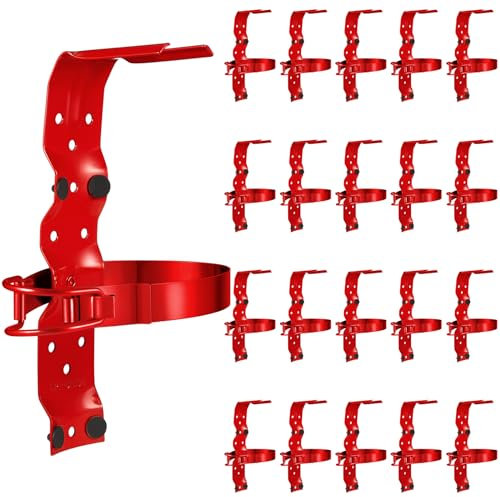 Therwen 20 Stück 1,1 kg 2,3 kg Feuerlöscher-Halterung, kleine Feuerlöscher-Wandhalterung, Mini-Edelstahl-Feuerlöscher-Halter, Wandhaken, Rot