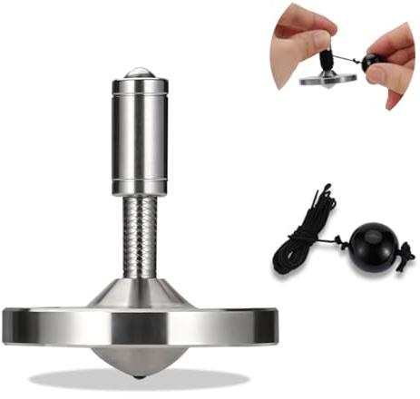 Präzisions kreisel mit Schnur, Hochleistungs-Gyrospielzeug aus rostfreiem Metall und ohne Schwerkraft, erstaunliche Drehzeit von bis zu 15 Minuten, effiziente Zeitverschwendung (S, Silber)