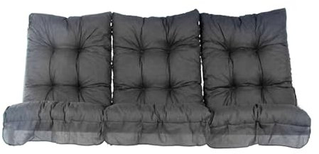 PATIO Hollywoodschaukel Auflage 3 teilig Monte Carlo für Sitzfläche 170 cm Gartenbank Polster gesteppt grau